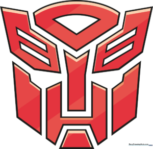 A vibrant, finished drawing of the red Autobot symbol from Transformers.