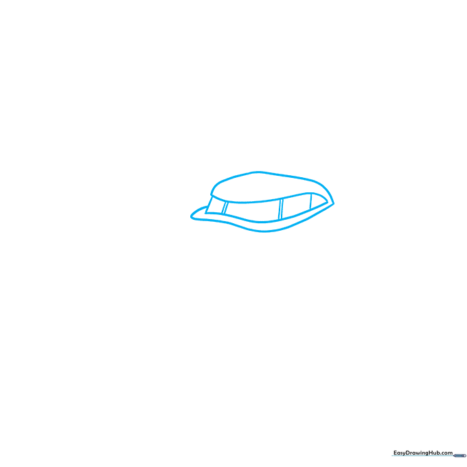 Pencil sketch showing the initial curved outline of the Batmobile windshield and upper cabin frame.