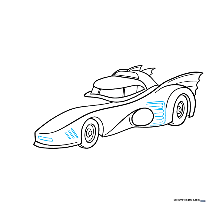 Adding rectangular headlights and mechanical vents to the front and side of the car.