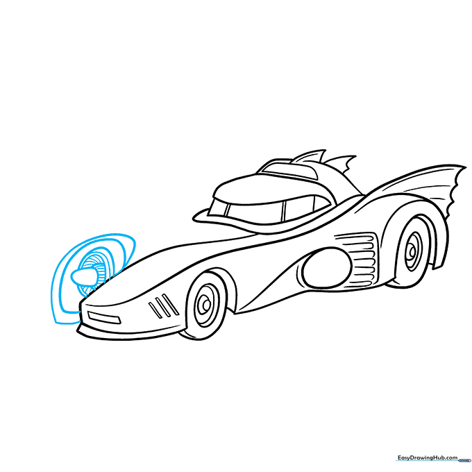 Drawing the front jet engine intake using layered ovals for a mechanical effect.