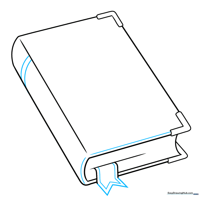 Adding a V-shaped notch to the bookmark and horizontal bands to the book spine.