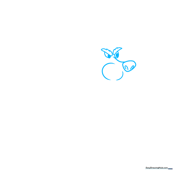 Pencil sketch showing the Big Bad Wolf's snout, nose, and eyebrow placement on a white background.