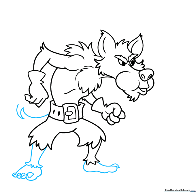 Adding feet with claw details to the bottom of the wolf's legs.