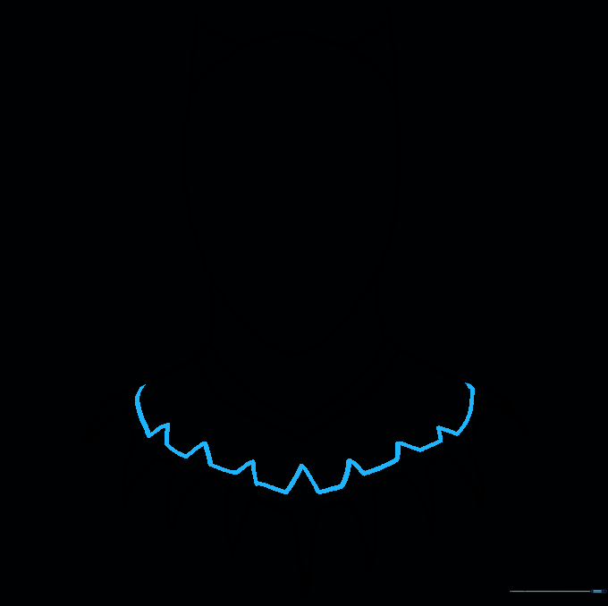 Drawing a repeating triangular pattern across the collar to simulate armor plating.