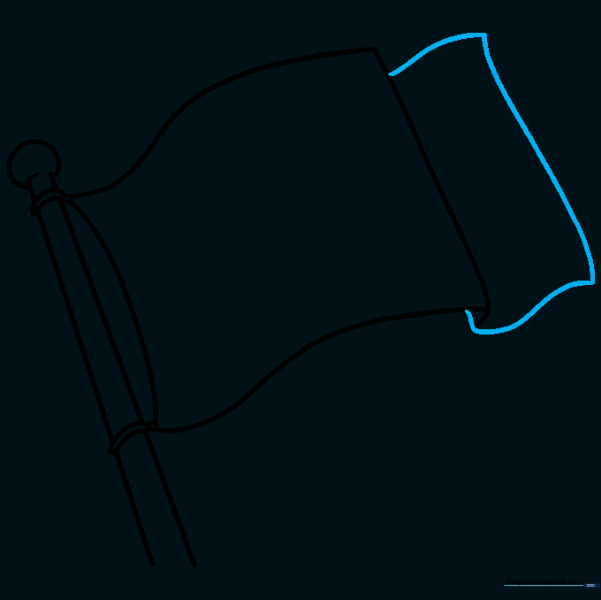 Additional curved lines added to the flag surface to simulate fabric folds and movement.