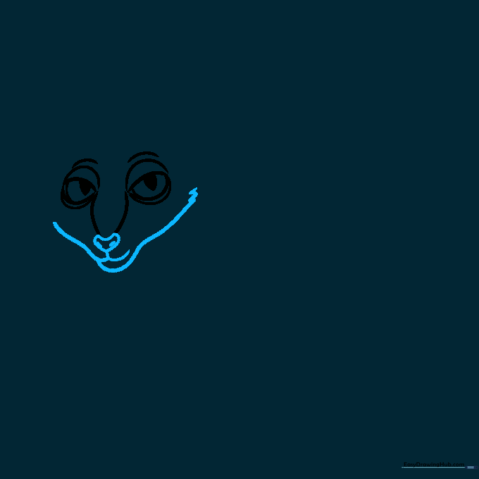 Detailed sketch of the cat's nose, including the heart shape and whisker base.