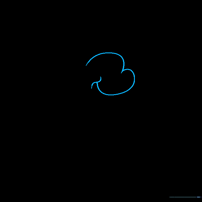 Line drawing of the Cat in the Hat's face outline showing the forehead and snout structure.