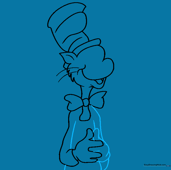 Detailing the hands of the Cat in the Hat with simple finger shapes.