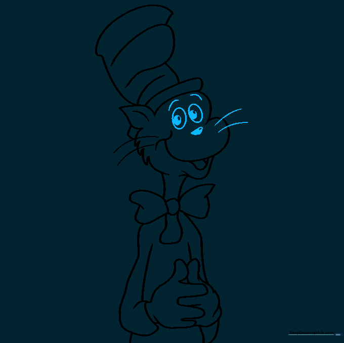 Adding the expressive eyes, pupils, and triangular nose to the face.