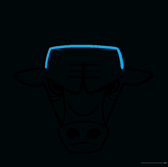 Closing the top of the bull's head with three connected curved lines.