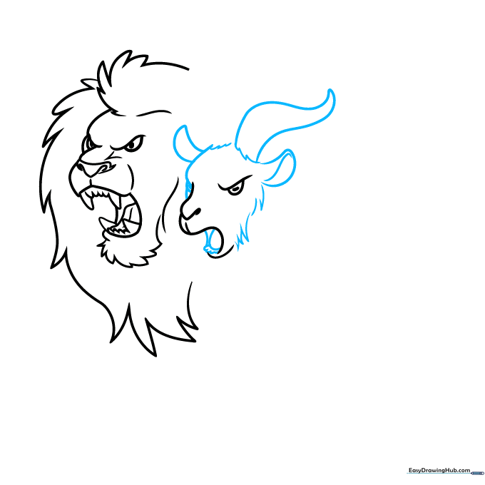 Adding horns and ears to the goat head portion of the Chimera.