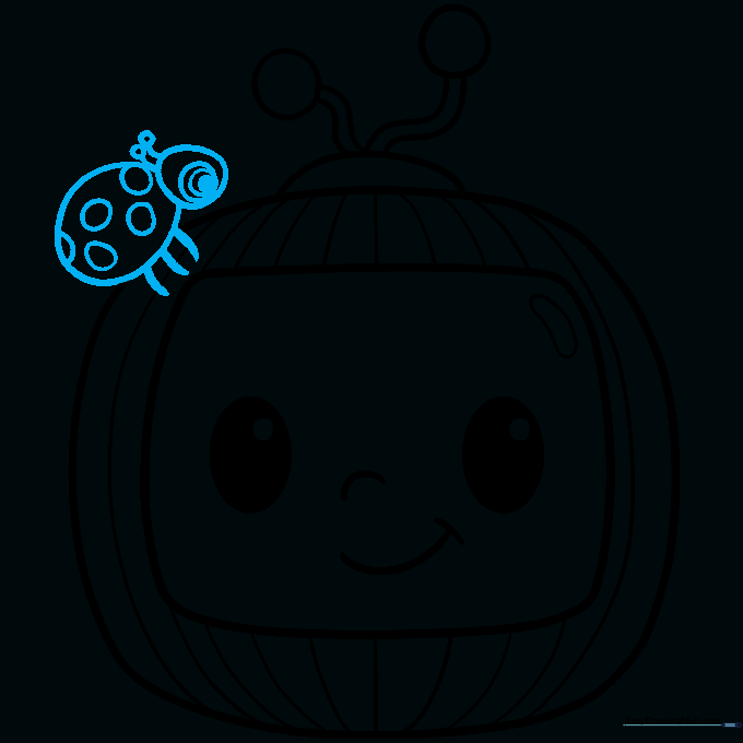 Adding the final details of the ladybug character to the logo.
