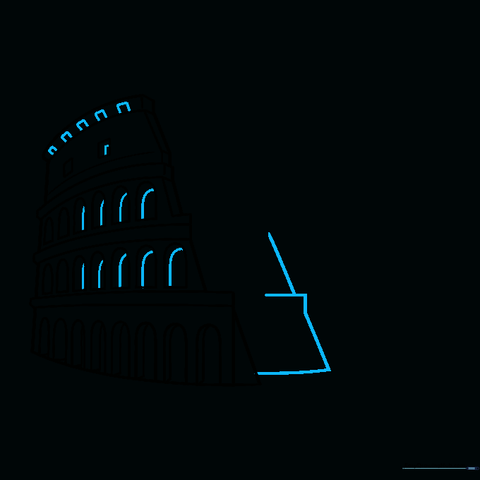 Sketching the jagged, broken edges of the Colosseum ruins.