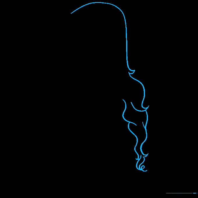 Finalizing the hair shape with additional curved lines.