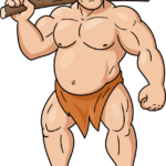 A completed, vibrant illustration of a Cyclops holding a wooden club, ready for coloring.