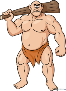 A completed, vibrant illustration of a Cyclops holding a wooden club, ready for coloring.