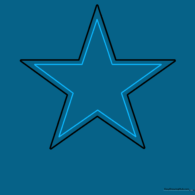 Drawing a smaller star inside the first star to create a border effect.