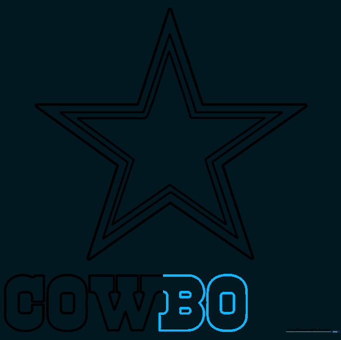Drawing the letter B and the second O in the word COWBOYS.