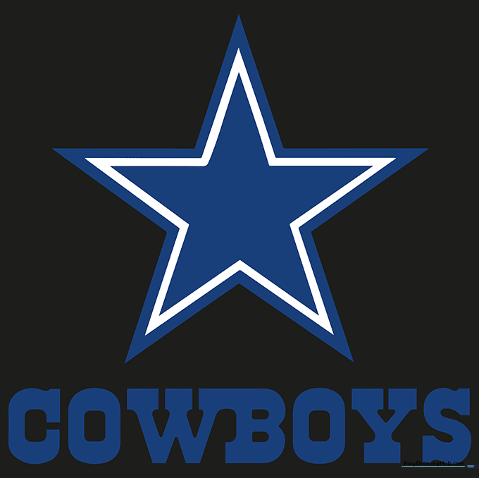 The completed Dallas Cowboys logo colored in blue, white, and silver.