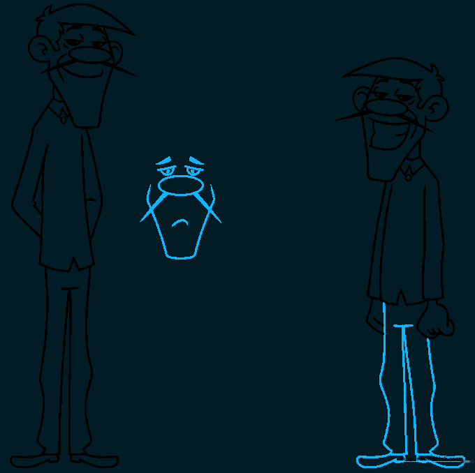 Completing William's body and starting the face of Jack Dalton.
