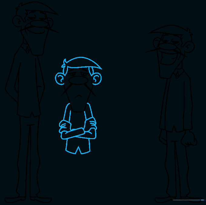 Drawing hair, shirt, and hands for Jack Dalton.