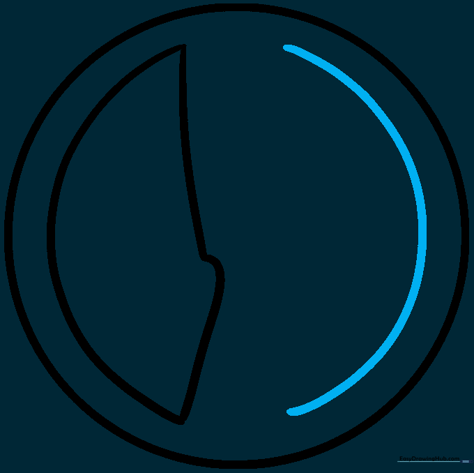 A curved line drawn on the right side of the circle, mirroring the left side's structure.