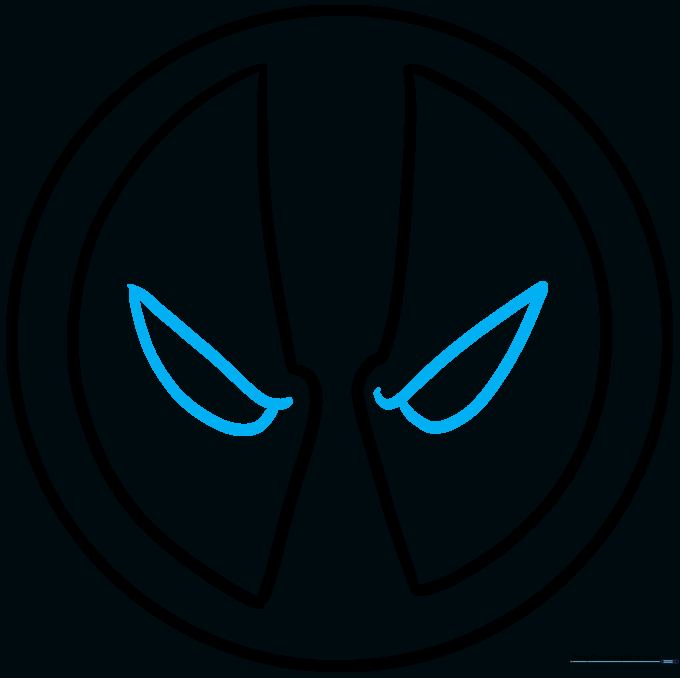 Detailed angular eye shapes drawn inside the black patches.