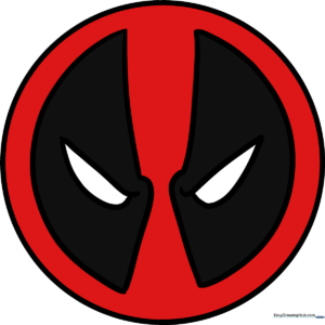 A vibrant, finished Deadpool logo illustration, perfect for Marvel fans.