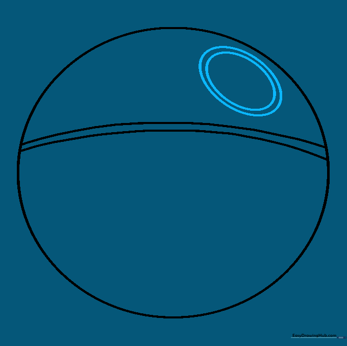 A small circle inside a larger circle placed in the upper quadrant of the main sphere.