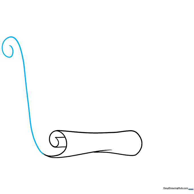 Drawing a second spiral at the top of the document to create a scroll effect.
