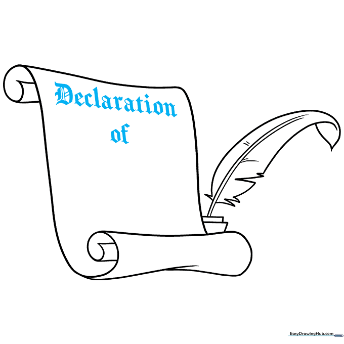 Adding the text 'Declaration of' to the top of the drawn parchment.