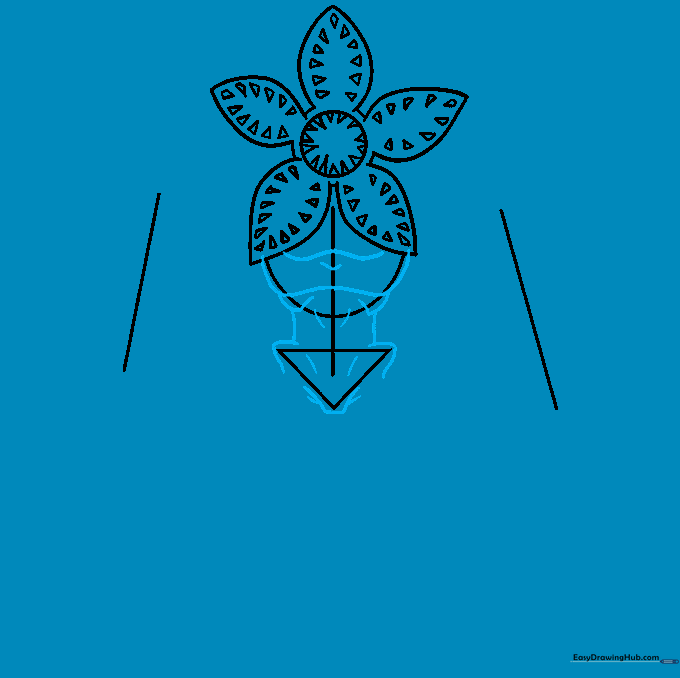 The outline of the Demogorgon's torso showing a thin waist and wider chest area.