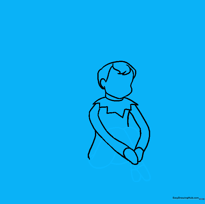 Adding the bent legs and feet tucked beneath the elf's body.