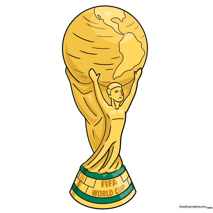 Final colored version of the FIFA World Cup trophy drawing.