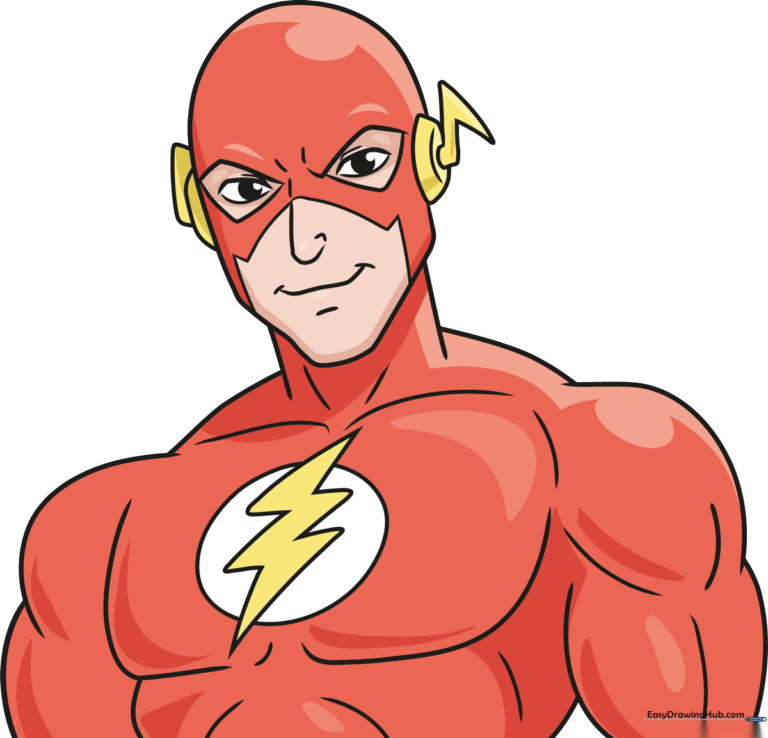 Full-color illustration of The Flash, showcasing the final drawing result.