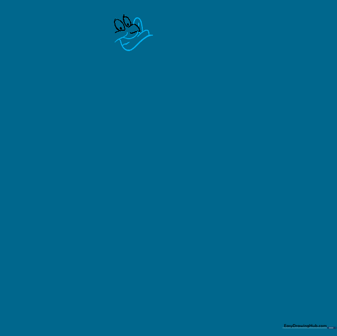 Sketch of the Genie's wide, smiling mouth showing teeth.