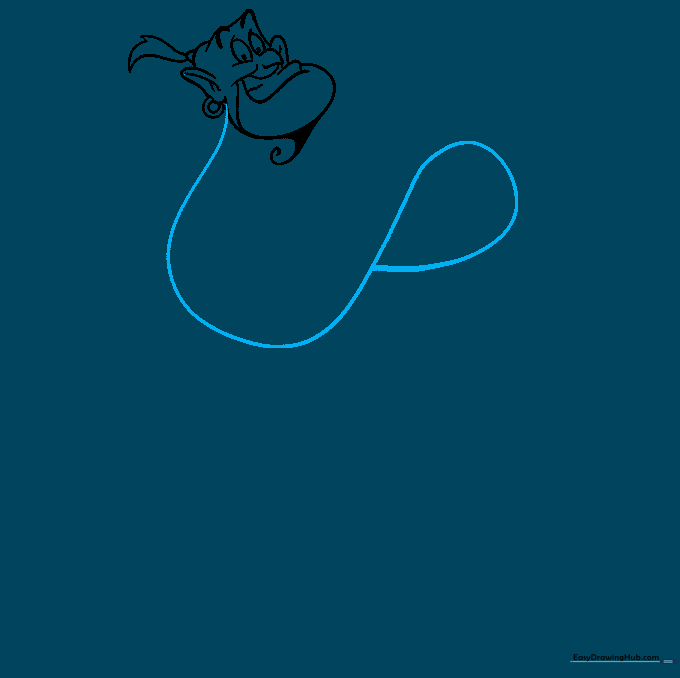 Outline of the Genie's arms crossed over his chest.