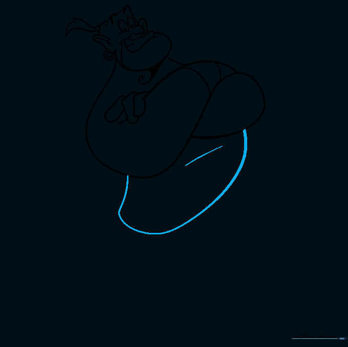 Sketch of the Genie's torso and stomach contour.