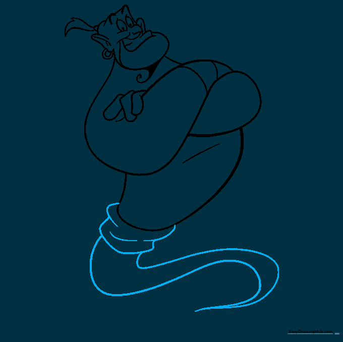 Sketch of the Genie's sash and his trailing smoke tail.