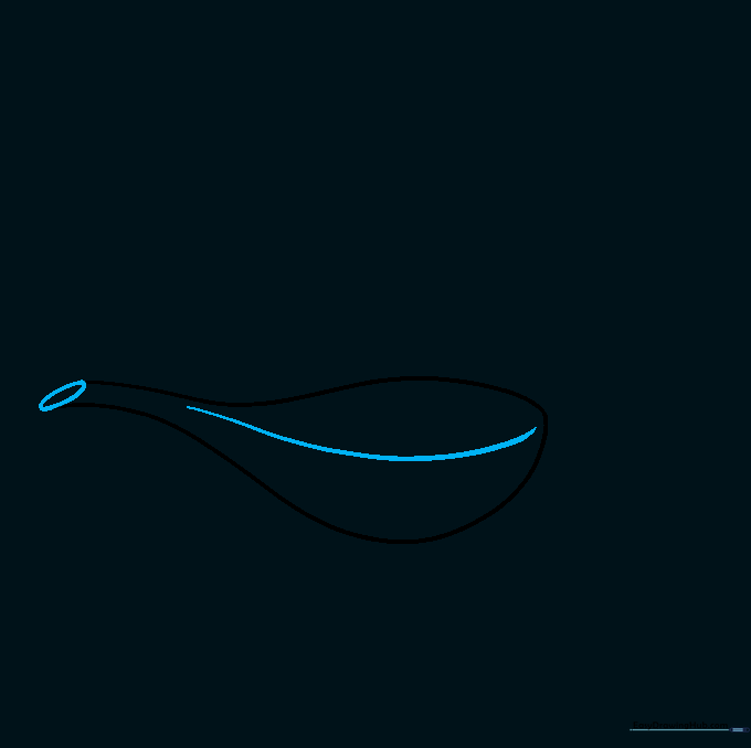 Lamp drawing with a small oval at the spout and a center line for depth.