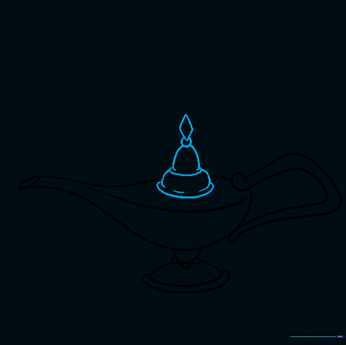 A detailed lid added to the top of the lamp with a small diamond finial.