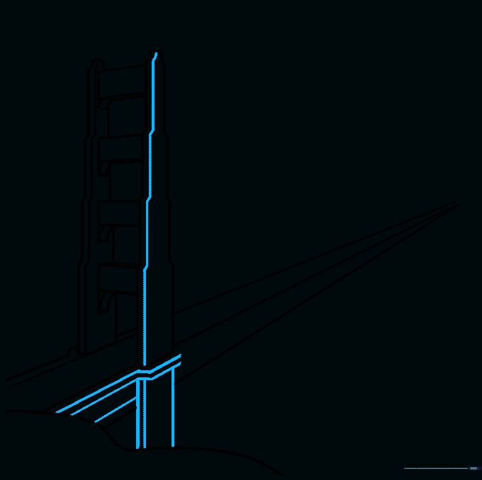 Adding vertical texture lines to the bridge tower and roadway structure.