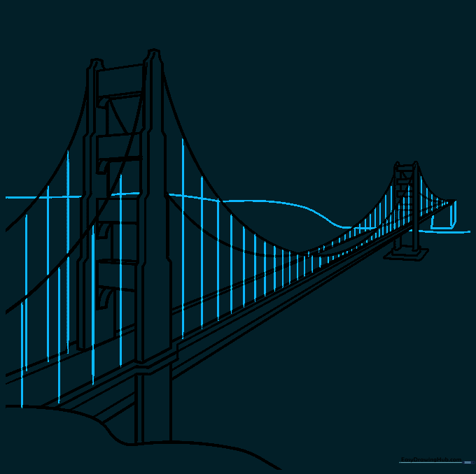 Adding vertical suspender cables between the main cables and the bridge deck.