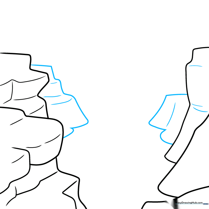 Sketch showing additional layers of rock added to the canyon walls for more complexity.