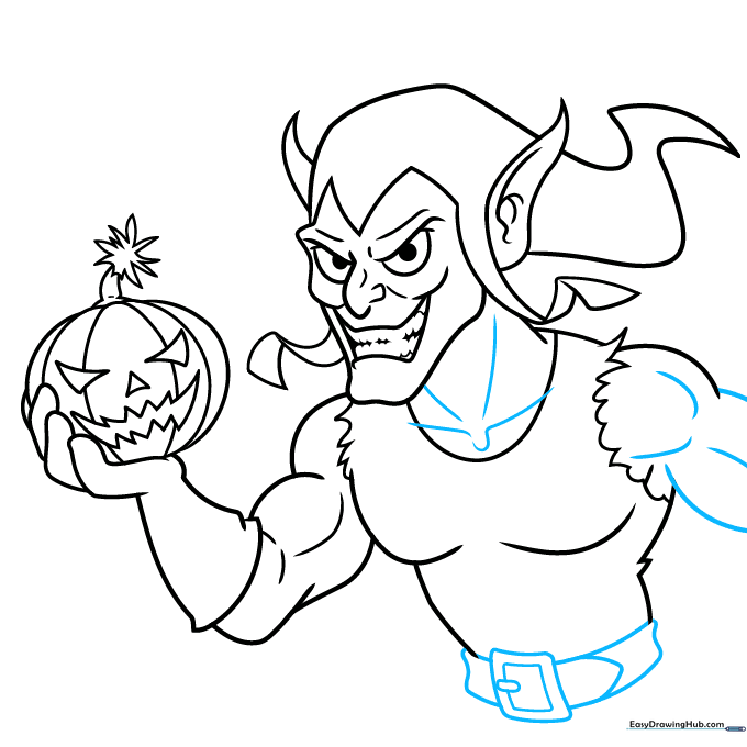 Adding the belt buckle and armor details to the Green Goblin costume.