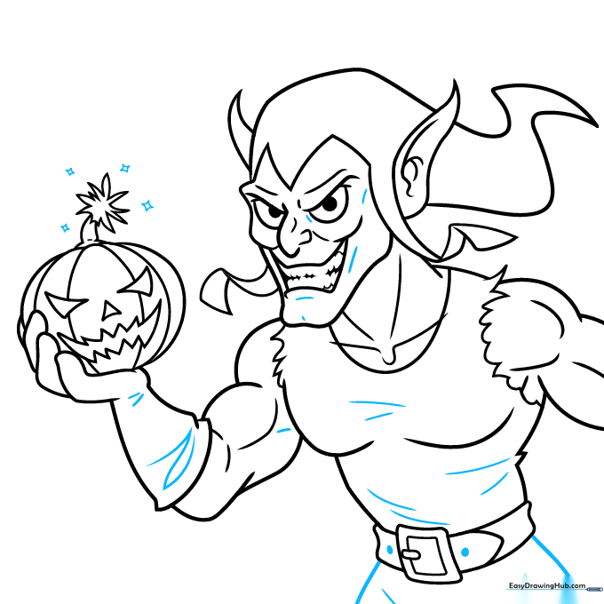 Final black ink outline of the Green Goblin character.