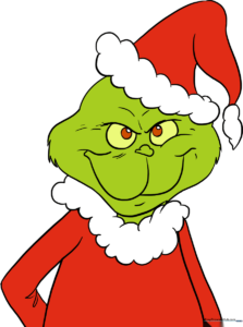 A colorful, finished illustration of the Grinch in his Santa hat, serving as the main tutorial cover.