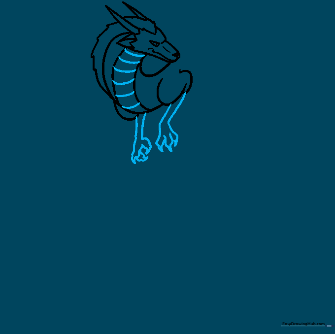Detailed view of the Haku dragon's front legs and sharp claws.