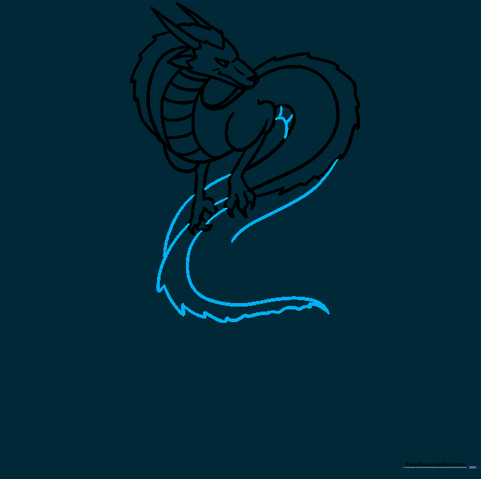 Refining the mid-section and belly scales of the Haku dragon.