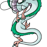 Full-color artistic rendering of the Haku dragon from Spirited Away.